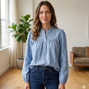 J Crew Ruffle Neck blouse Small